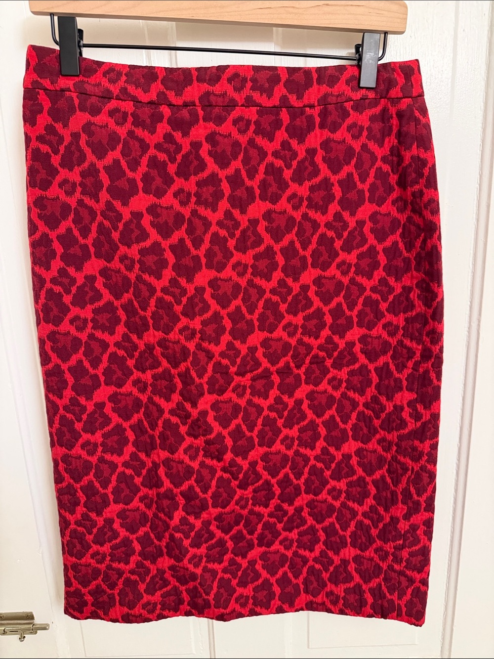 Talbots Red and Dark Red Leopard Pencil Skirt